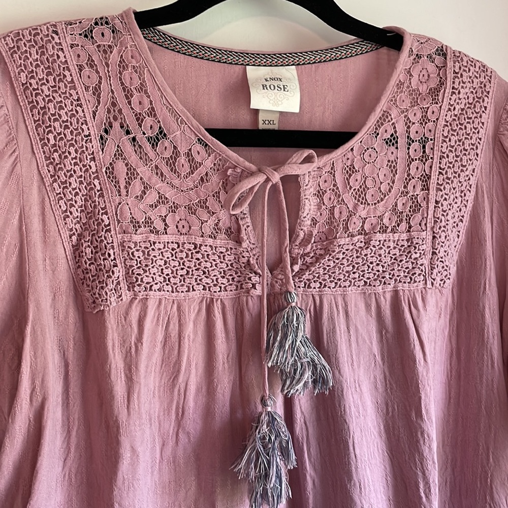 Knox Rose Light Purple Embroidered Short Sleeve Tunic